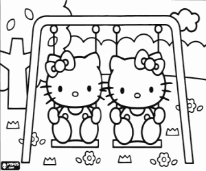 hello kitty and mimmy coloring pages - photo #5